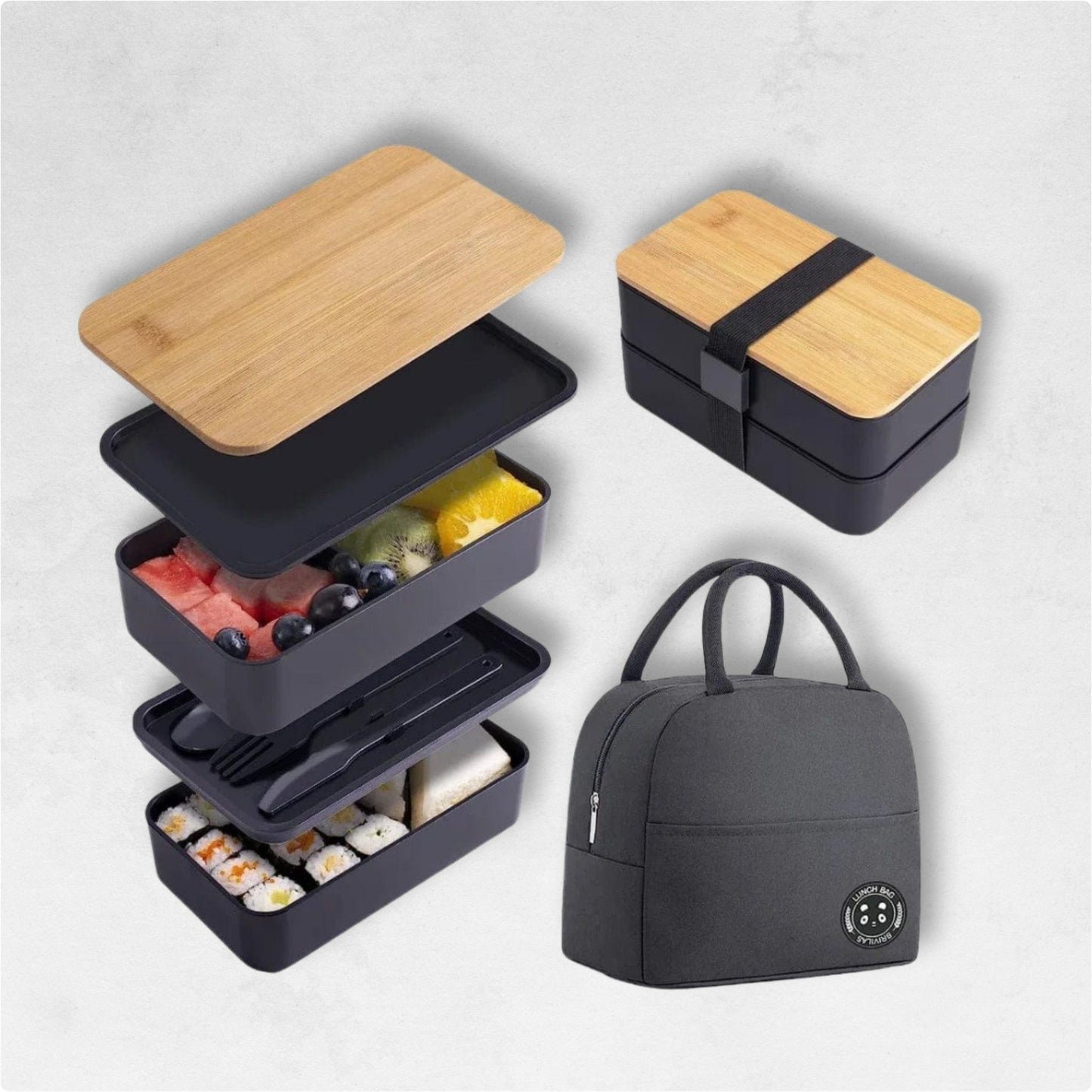 Bento Japonais Noir Empilable