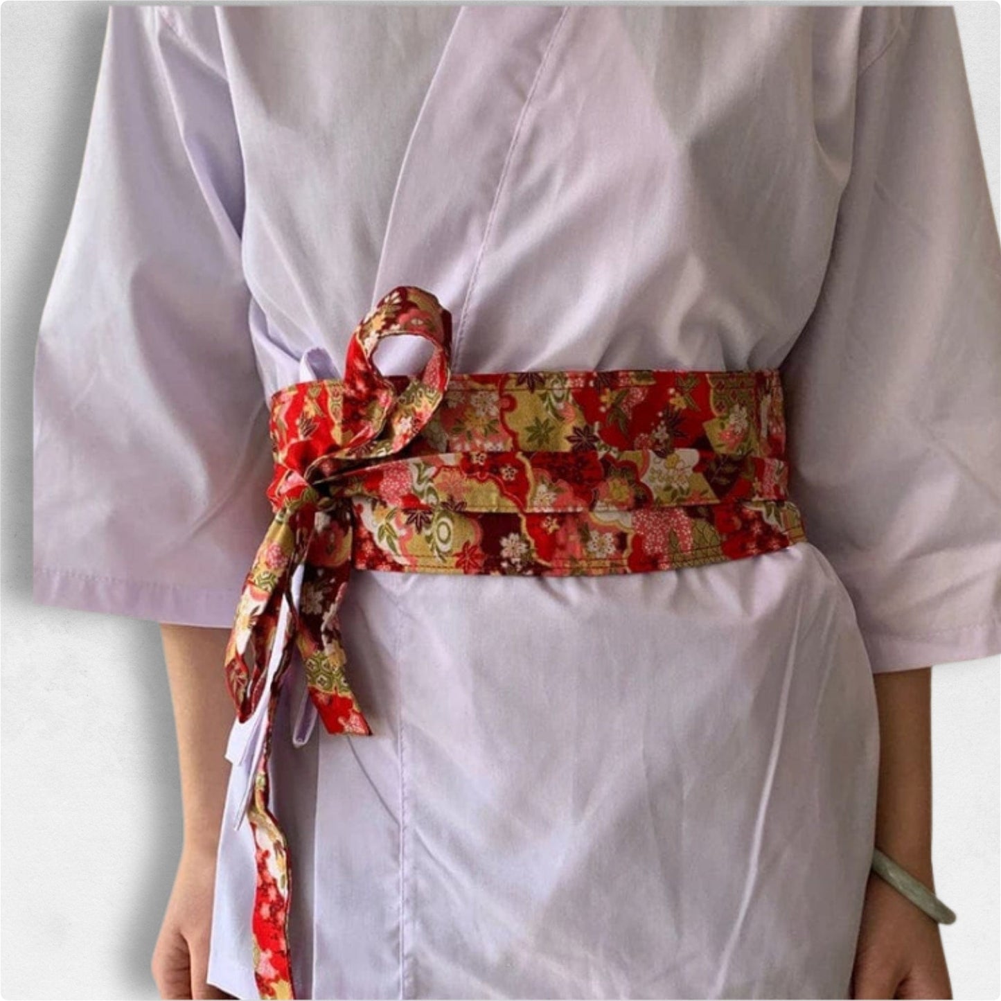 Ceinture Obi Rouge à Fleur
