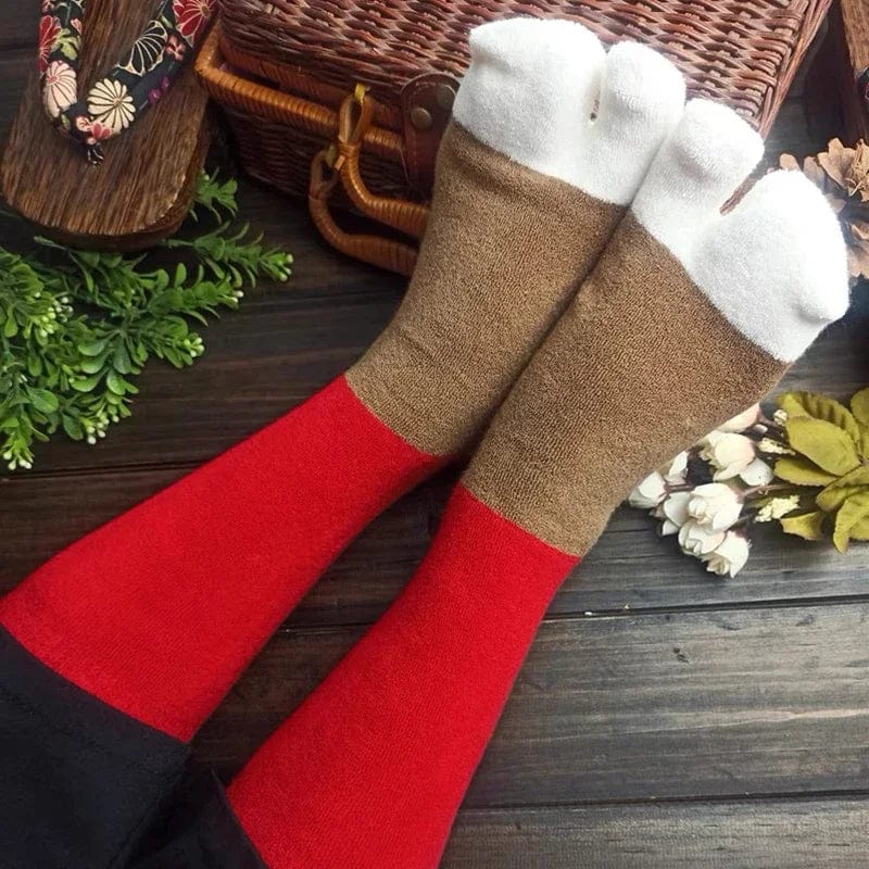 Chaussettes Tabi Rouge Marron