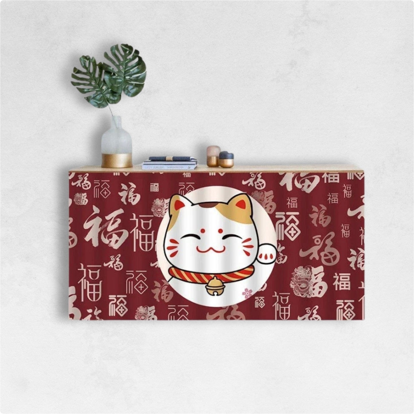 Grand Rideau Rouge Maneki Neko