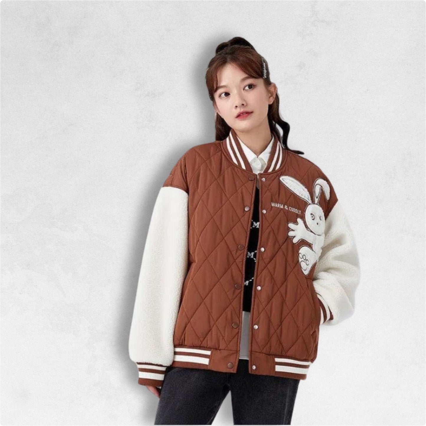 Manteau Japonais Marron à Manches Blanches