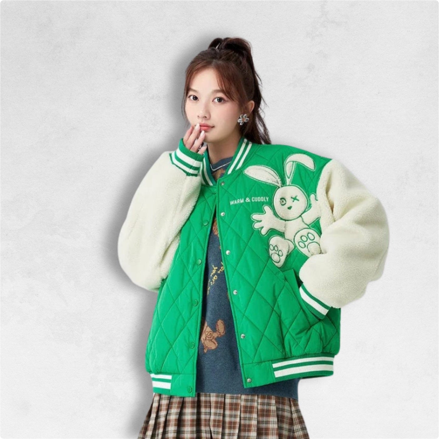Manteau Japonais Vert à Manches Blanches