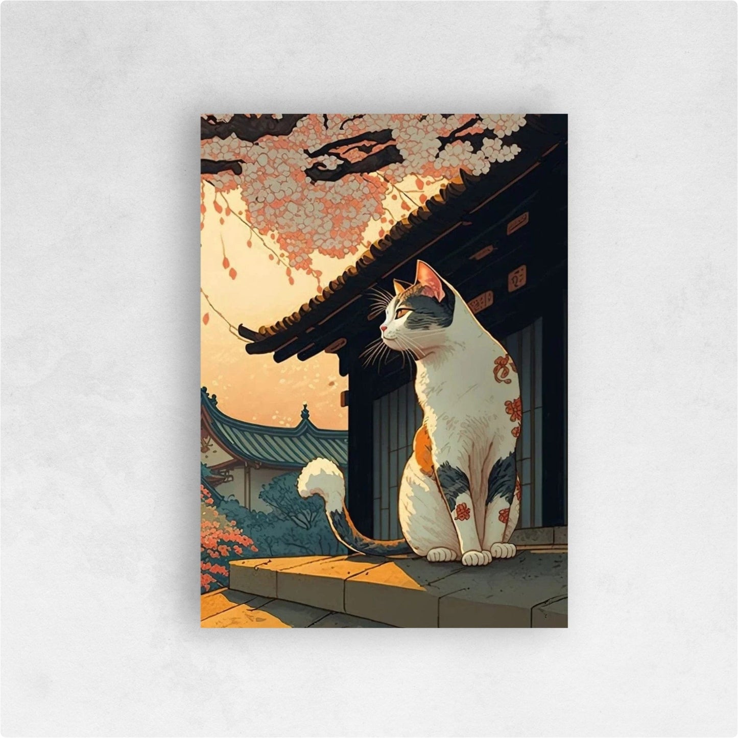 Tableau Japonais Crépuscule Chat