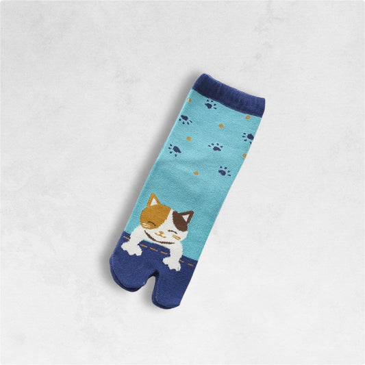 Chaussettes Tabi Bleu Chat