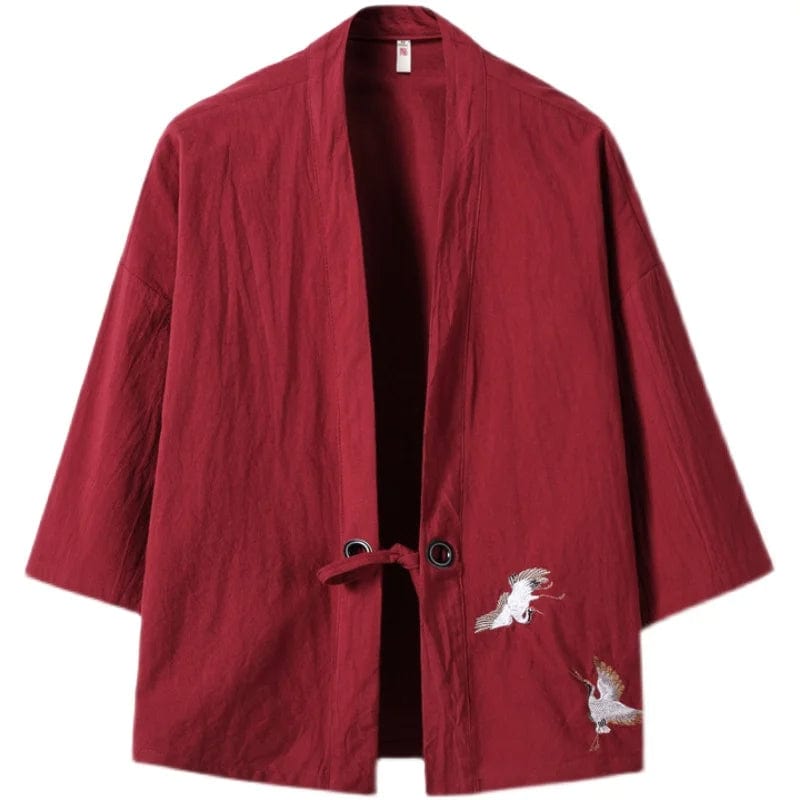 Haori Rouge Motif Ailettes