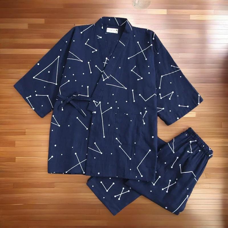 Kimono Pyjama Bleu à Imprimé Etoiles