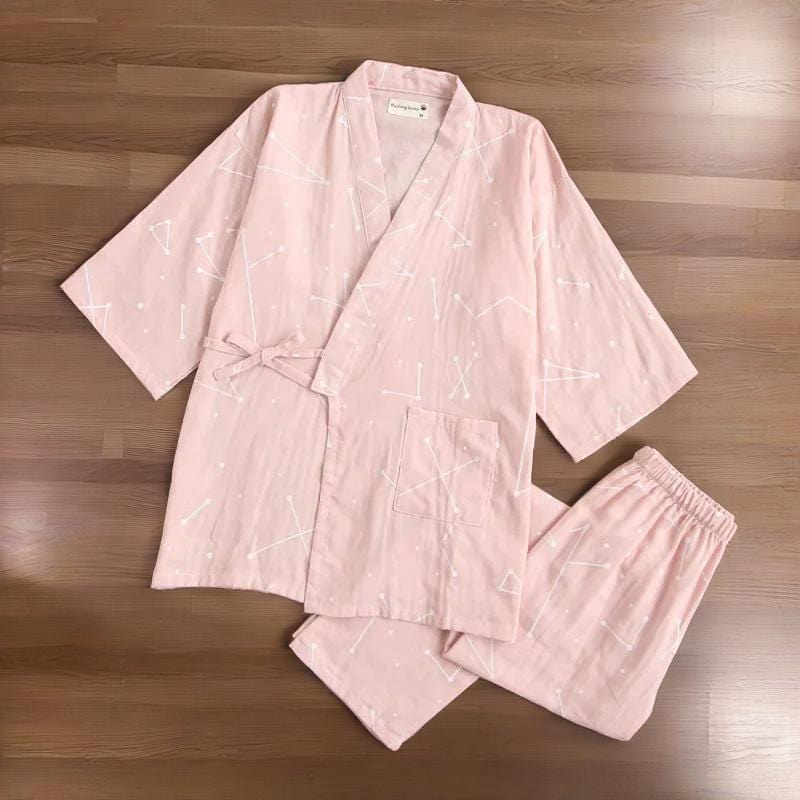 Kimono Pyjama Rose à Imprimé Etoiles