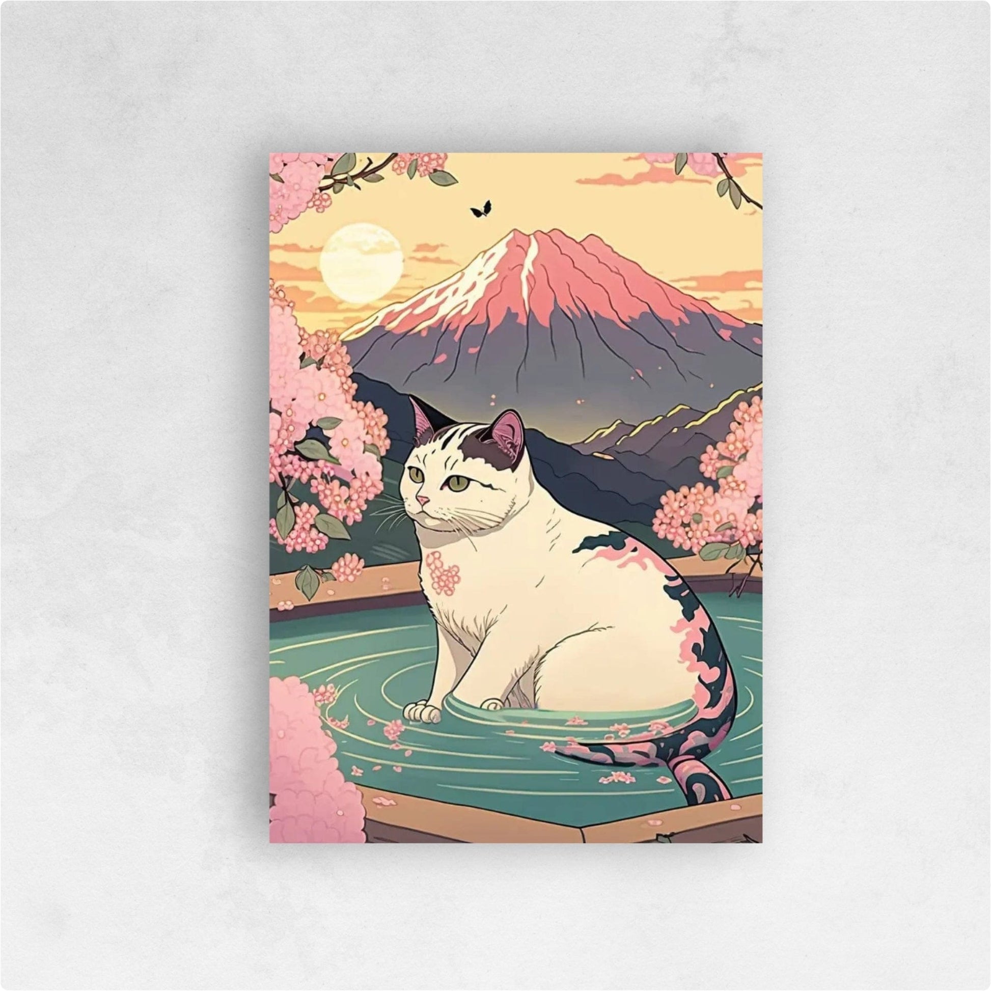 Tableau Japonais Mont Fuji Chat