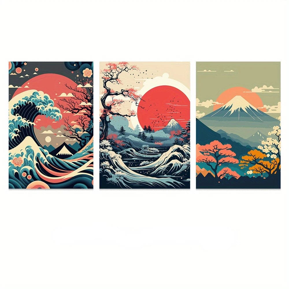 Tableau Japonais Paysage | Lot de 3